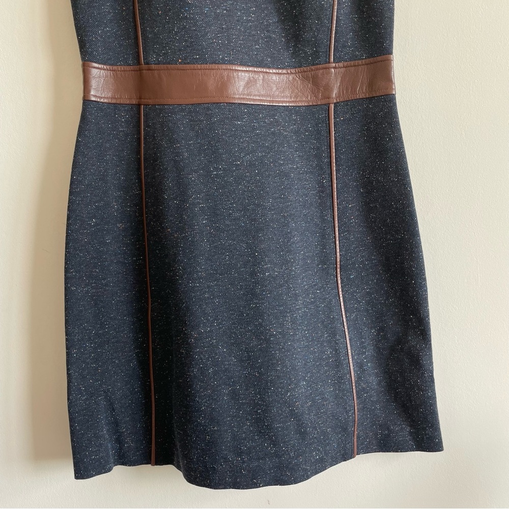 THEORY Calvino W. Heighten Mixed-Media Dress in Tweed and Leather - Picture 9 of 11